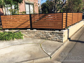 のフェンス・柵 モクアルフェンス　横板タイプ　自由柱施工 施工例