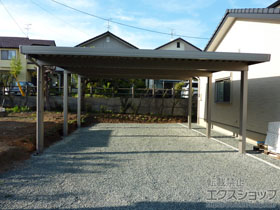 のカーポート テリオスポートIII 3000 2台用 奥行延長 角柱6本柱 積雪〜100cm対応 施工例