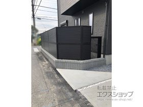 の門扉 シンプレオ門扉1型 横格子 片開き 門柱使用 施工例