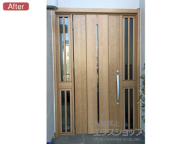 の玄関ドア リシェント玄関ドア3 断熱K4仕様 手動 両袖飾り仕様(ランマ無)L M12型 施工例