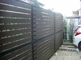 のフェンス・柵 モクアルフェンス 横板タイプ 2段支柱 自立建て用（パネル2段） 施工例