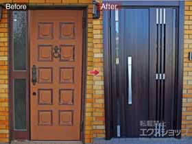 の玄関ドア リシェント玄関ドア3 断熱K4仕様 親子仕様(ランマ無)R M83型 ※タッチキー仕様(リモコンタイプ) 幅=1,023mm（DW：745mm ※MAX寸法） 施工例