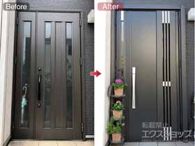 の玄関ドア リシェント玄関ドア3 断熱K4仕様 親子仕様(ランマ無)R M83型 ※タッチキー仕様（キー付リモコン） 施工例