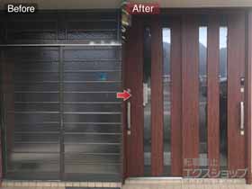 の玄関ドア リシェント玄関引戸 PG仕様 2枚建戸 ランマ無 17型（2列スリット）*簡易タッチキーシステム仕様 施工例