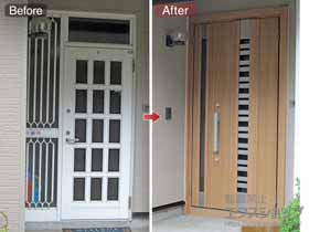 の玄関ドア リシェント玄関ドア3 断熱K4仕様 手動 親子仕様(ランマ無)R G82型 施工例