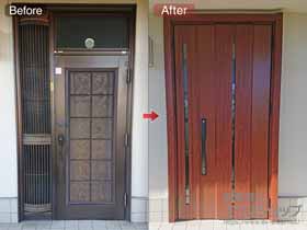 の玄関ドア リシェント玄関ドア3 断熱K4仕様 手動 親子仕様(ランマ無)R M12型 施工例