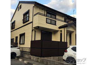 のフェンス・柵 モクアルフェンス 目隠しタイプ 2段支柱 ブロック建て用(パネル2段) 施工例