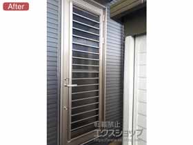 の玄関ドア リシェント勝手口ドア アルミSG仕様 ランマ無R B型 施工例