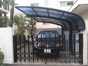 の門扉 ライシス門扉 10型 太横桟 両開き 柱使用 施工例