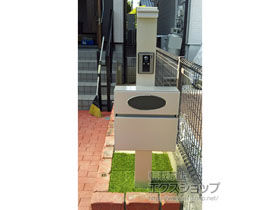 の機能門柱・ポスト プレシオス門柱 デラックスタイプ/アルミ色　※インターホン・表札別途 施工例