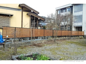 のフェンス・柵 ルシアスフェンスF04型 横板 木目カラー 自由柱施工 施工例