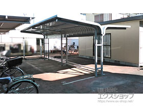 のサイクルポート・駐輪場 自転車置場 BP-V型 背中合わせタイプ 一般型 2連続タイプ 埋め込み式（BP-28VUL-2） 施工例