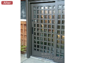 の玄関ドア リシェント玄関引戸 PG仕様 2枚建戸 ランマ無 25型(井桁格子) 施工例