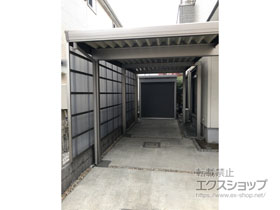 のカーポート テリオスポートIII 1500 奥行延長 角柱6本柱 積雪〜50cm対応/梁延長仕様＋テリオスポートIII サイドパネル（波板） 施工例