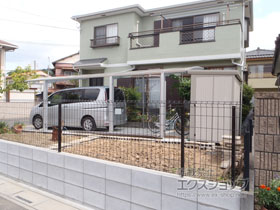 のフェンス・柵 イーネットフェンス1F型 自由柱施工 施工例