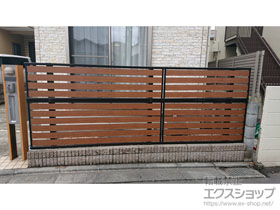 のフェンス・柵 モクアルフェンス 横板タイプ 2段支柱 自立建て用(パネル2段) 施工例