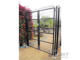 の門扉 メッシュフェンスG10 門扉 両開き 柱使用 施工例