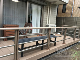 のウッドデッキ レストステージ 幕板納まり＋ レストステージ デッキフェンス ベース仕様 施工例