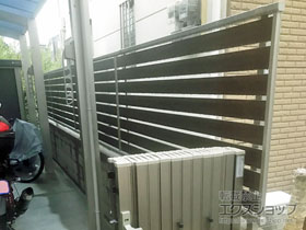 のフェンス・柵 ルシアスフェンスF04型 横板 木目カラー 自由柱施工 施工例