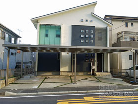 のカーポート テリオスポートIII 900 4台用 横連棟 角柱6本仕様 積雪〜30cm対応 *梁はね出し納まり 施工例