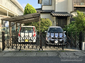 のカーゲート トリップゲート RB型 ノンレール 両開き 54W(27S+27M) 施工例