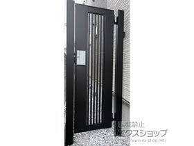 の門扉 【特注】ライシス門扉 2型 細たて桟 片開き 柱使用 施工例