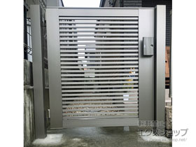 の門扉 ライシス門扉 1型 細横桟 片開き 柱使用 施工例