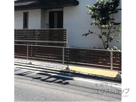 のフェンス・柵 ルシアスフェンスF04型 横板 木目カラー 自由柱施工 施工例