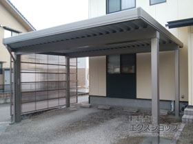 のカーポート テリオスポートIII 3000 2台用 角柱4本仕様 積雪〜100cm対応 *異形納まり 施工例