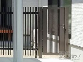 の門扉 【特注】ライシス門扉 2型 細たて桟 片開き 柱使用 施工例