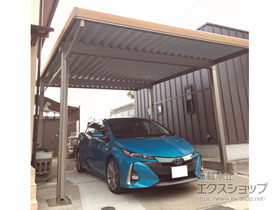 のカーポート テリオスポートIII 2台用 角柱4本柱 木調マテリアルカラー 積雪〜30cm対応 施工例