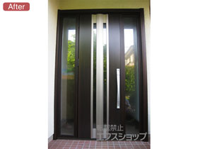 の玄関ドア リシェント玄関ドア3 断熱K4仕様 手動 両袖仕様(ランマ無)L G77型 施工例