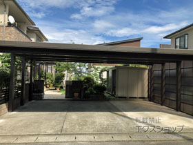 のカーポート テリオスポートIII 3000 3台用 角柱8本柱 積雪〜100cm対応 施工例