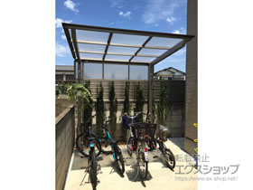 のサイクルポート・駐輪場 フーゴFミニ (フラットスタイル) 木調色 積雪〜20cm対応 施工例