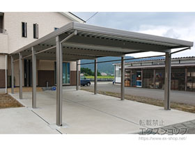 のカーポート テリオスポートIII 3000 4台用 縦連棟 角柱8本柱 積雪〜100cm対応 施工例