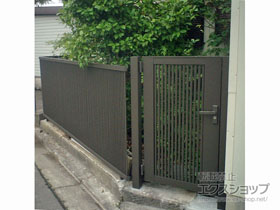 の門扉 ライシス門扉 2型 細たて桟 片開き 柱使用 施工例