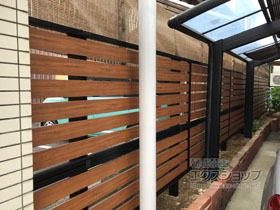 のフェンス・柵 モクアルフェンス　横板タイプ　2段支柱自立建て用 施工例