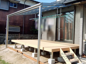 のテラス屋根 ソラリア F型 テラスタイプ 単体 積雪〜20cm対応 ※張り出し納まり 施工例