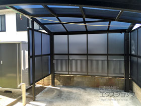 のサイクルポート・駐輪場 フーゴRパーク (ラウンドスタイル) パネル3面囲い 積雪〜20cm対応 施工例