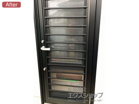 の玄関ドア リシェント勝手口ドア アルミPG仕様 ランマ無R B型 施工例