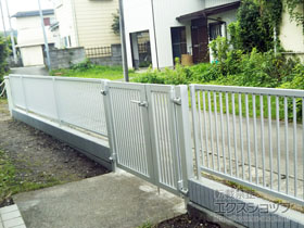 の門扉 プレスタ門扉 4型 太たて桟 両開き親子 柱使用 施工例