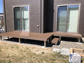 のウッドデッキ リウッドデッキ 200＋独立式リウッドステップ2型 施工例