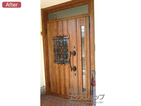 の玄関ドア リシェント玄関ドア3 断熱K4仕様 手動 親子仕様(ランマ付)L D41型 施工例