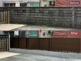 のフェンス・柵 ミエーネフェンス 目隠しルーバータイプ 自由柱施工 施工例