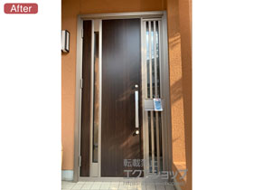 の玄関ドア リシェント玄関ドア3 断熱K4仕様 手動 片袖飾り仕様(ランマ無)L M78型 施工例