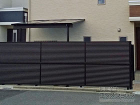 の門扉 ミエーネフェンス 目隠しルーバータイプ 2段支柱 自立建て用（パネル2段） 施工例