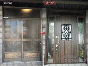 の玄関ドア リシェント玄関ドア3 断熱K4仕様 手動 両袖仕様(ランマ付)R D41型 施工例