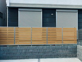 のフェンス・柵 ルシアスフェンスF04型 横板 木目カラー 自由柱施工 施工例