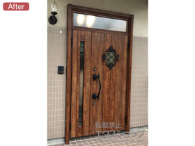 の玄関ドア リシェント玄関ドア3 断熱K4仕様 手動 親子仕様(ランマ付)R D77型 施工例