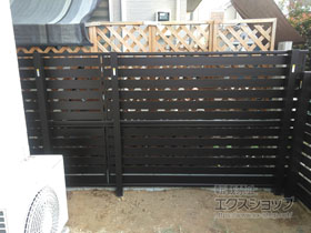 のフェンス・柵 モクアルフェンス 横板タイプ 2段支柱 自立建て用（パネル2段） 施工例